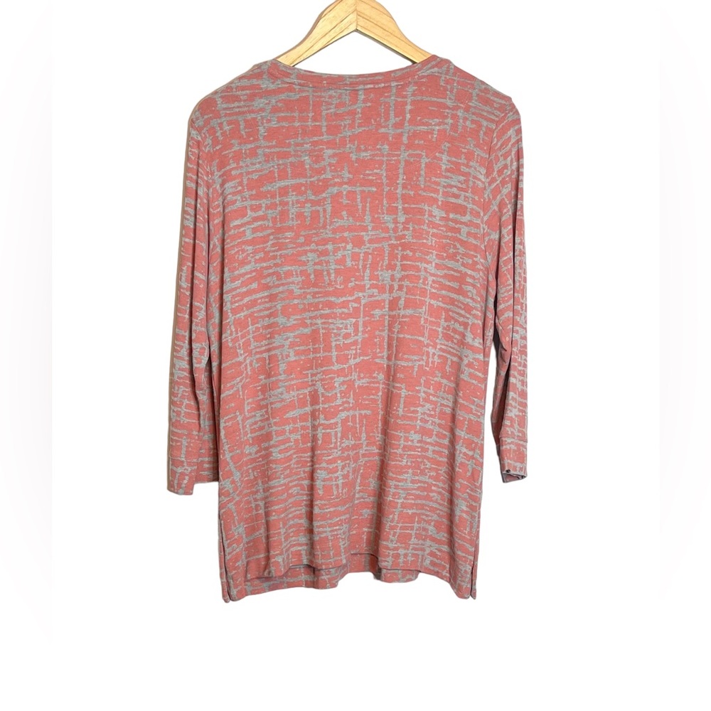 ✅SOLD-Ali Miles | Jersey Knit Blouse Pockets 3/4 Sleeve Stretch Abstract - Picture 3 of 8